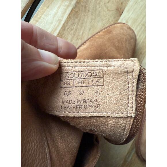 Soludos Brown Suede Leather Zip Up Heeled Boots, size 6.5 Women's - Picture 2 of 6
